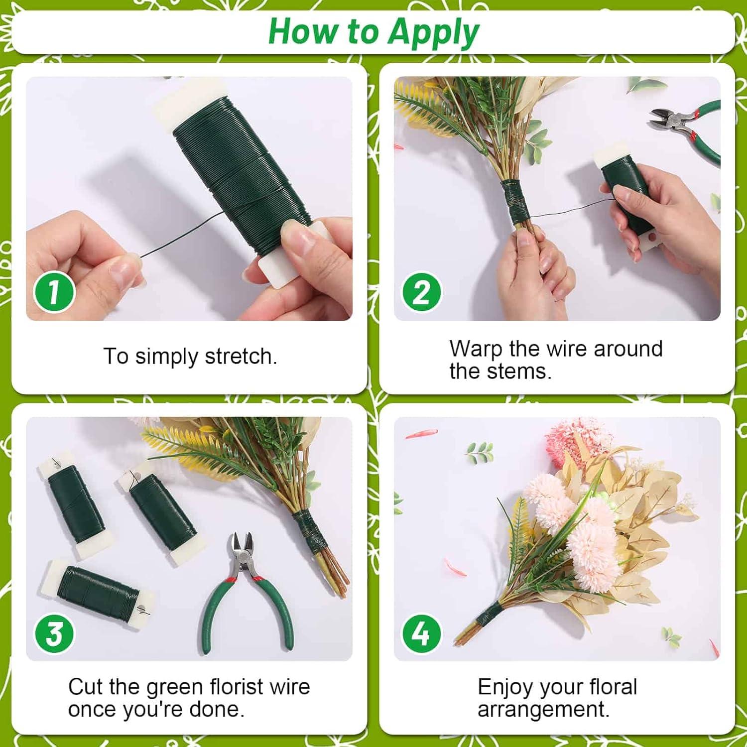 Alambre Floral Verde PAXCOO 100.58m 22 Gauge con Cortador
