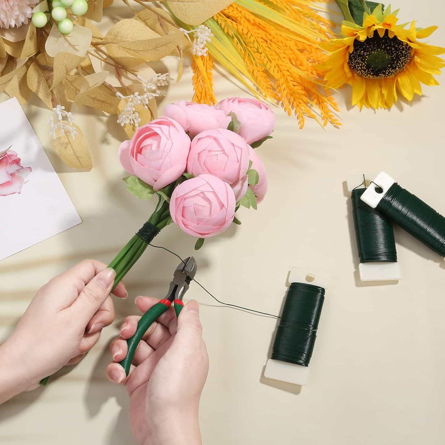 Alambre Floral Verde PAXCOO 100.58m 22 Gauge con Cortador