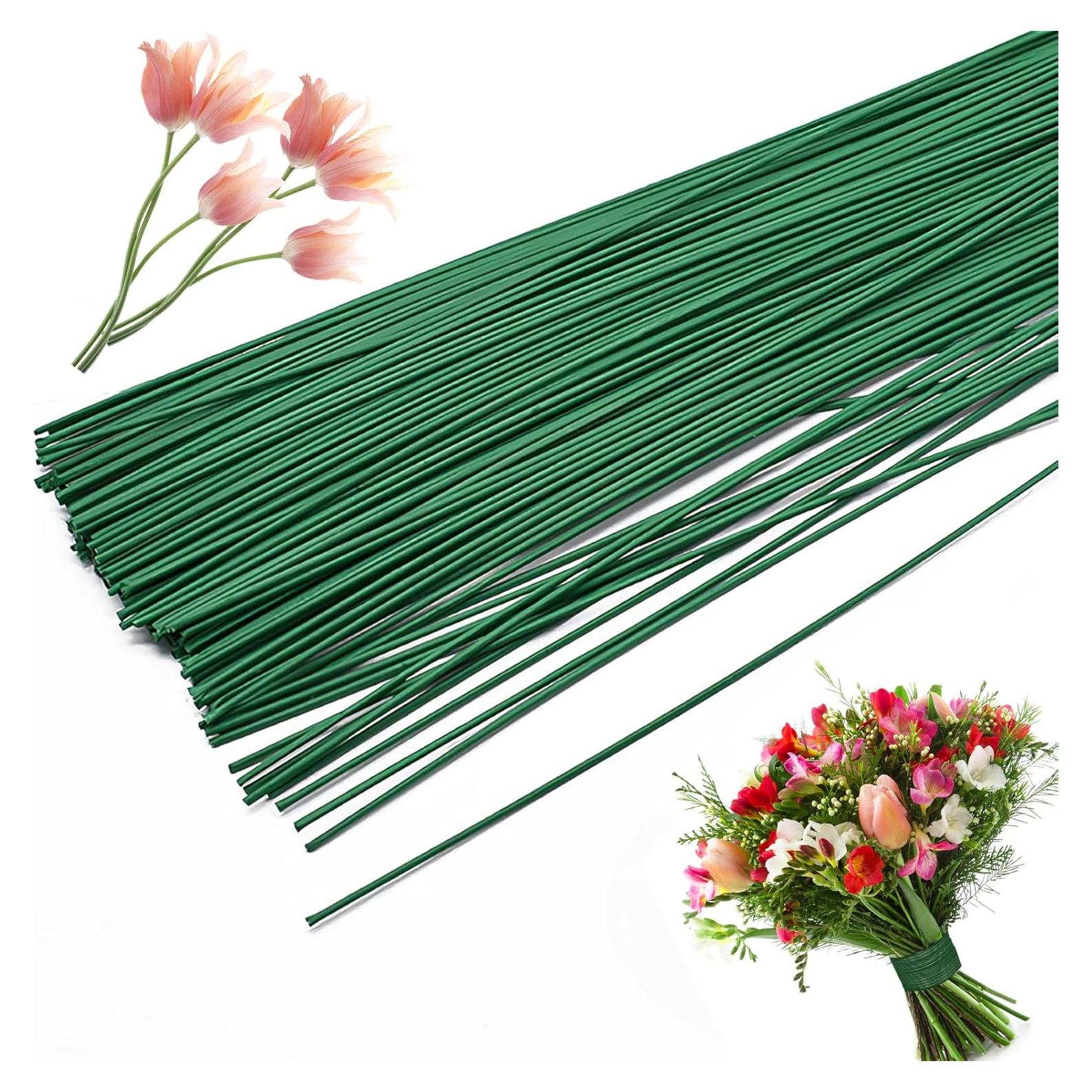 200 Alambres Florales OJYUDD 40 cm Verde para Arreglos