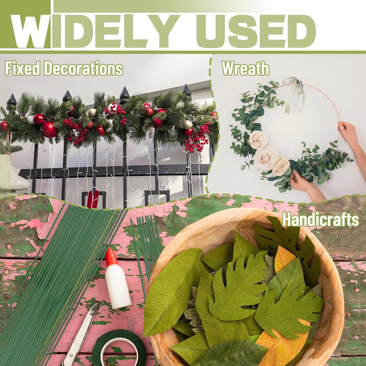 200 Alambres Florales OJYUDD 40 cm Verde para Arreglos