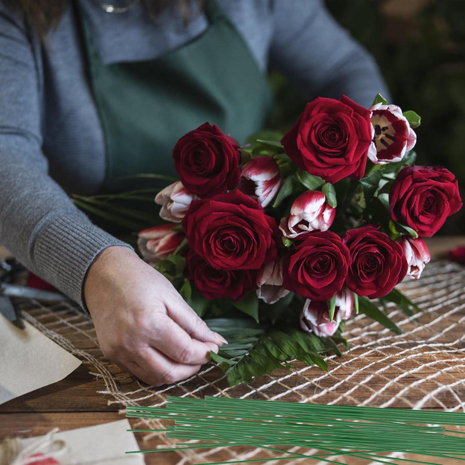 200 Alambres Florales OJYUDD 40 cm Verde para Arreglos