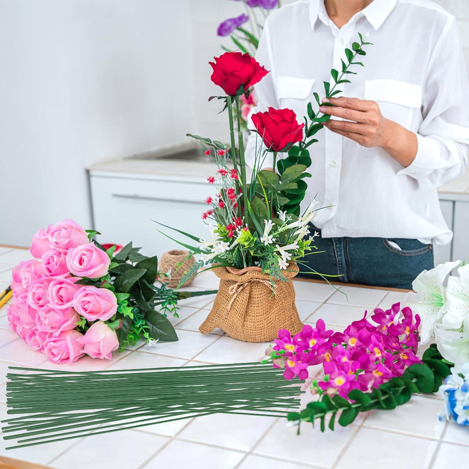 200 Alambres Florales OJYUDD 40 cm Verde para Arreglos