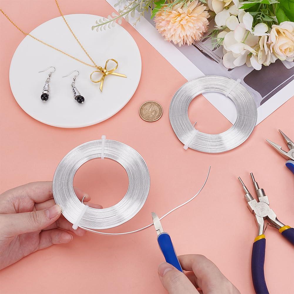 Alambre Plano de Aluminio BENECREAT 9.75m 3mm Plata 18 Gauge