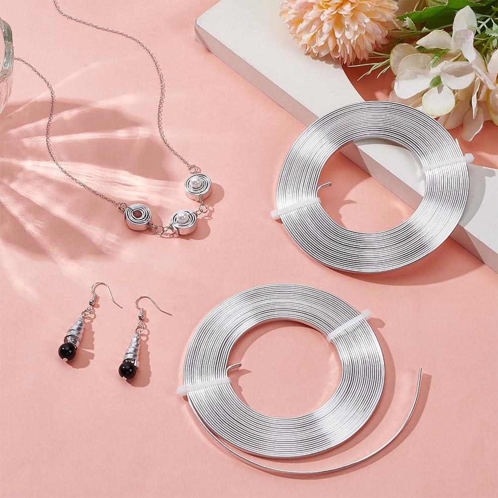 Alambre Plano de Aluminio BENECREAT 9.75m 3mm Plata 18 Gauge