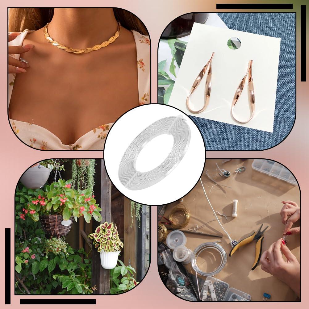 Alambre Plano de Aluminio BENECREAT 9.75m 3mm Plata 18 Gauge