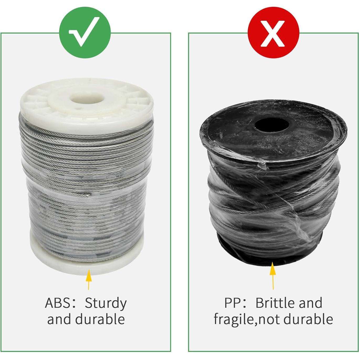 Kit de Cuerda de Alambre Unicaravan 1/8" 200FT Acero Inoxidable