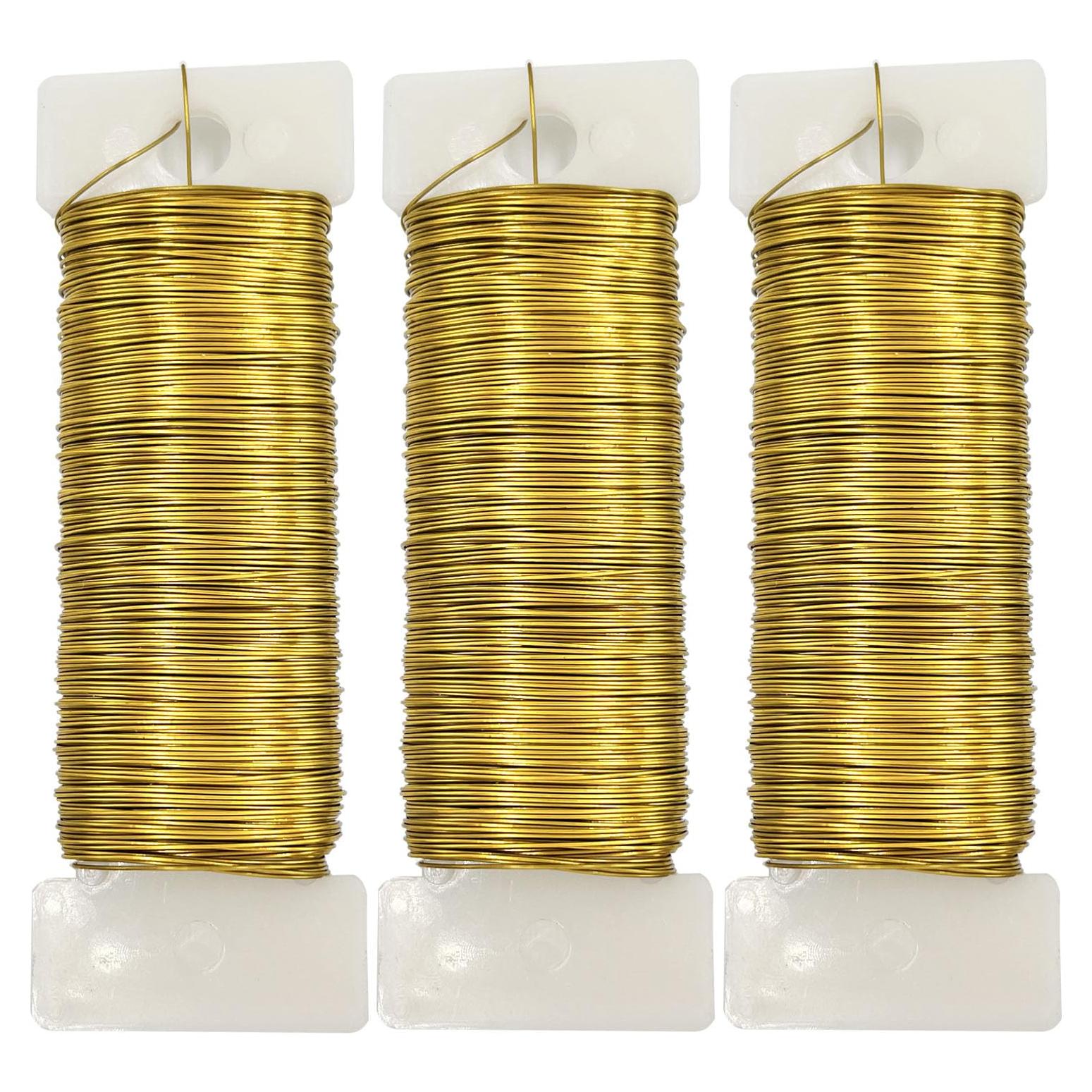 Alambre Floral Metálico Dorado 26 Calibres 105 metros - 3 Rollos