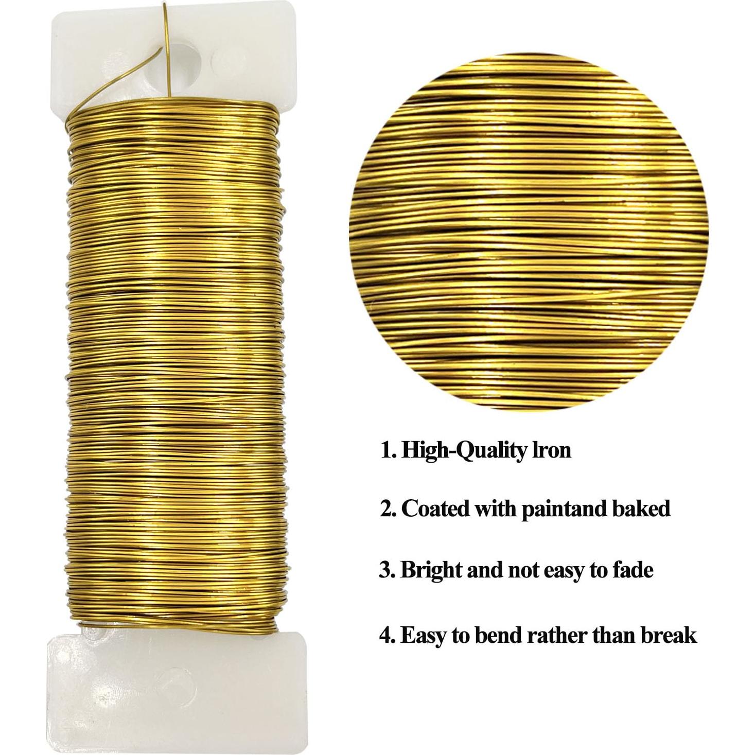 Alambre Floral Metálico Dorado 26 Calibres 105 metros - 3 Rollos