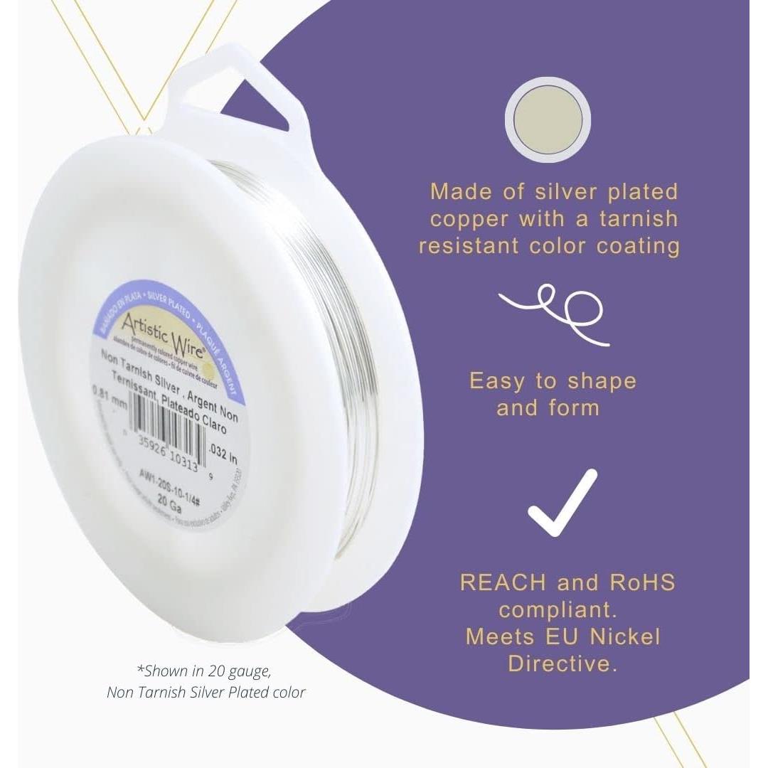 Alambre Artístico Plateado 22 Calibre 38.1 m para Manualidades