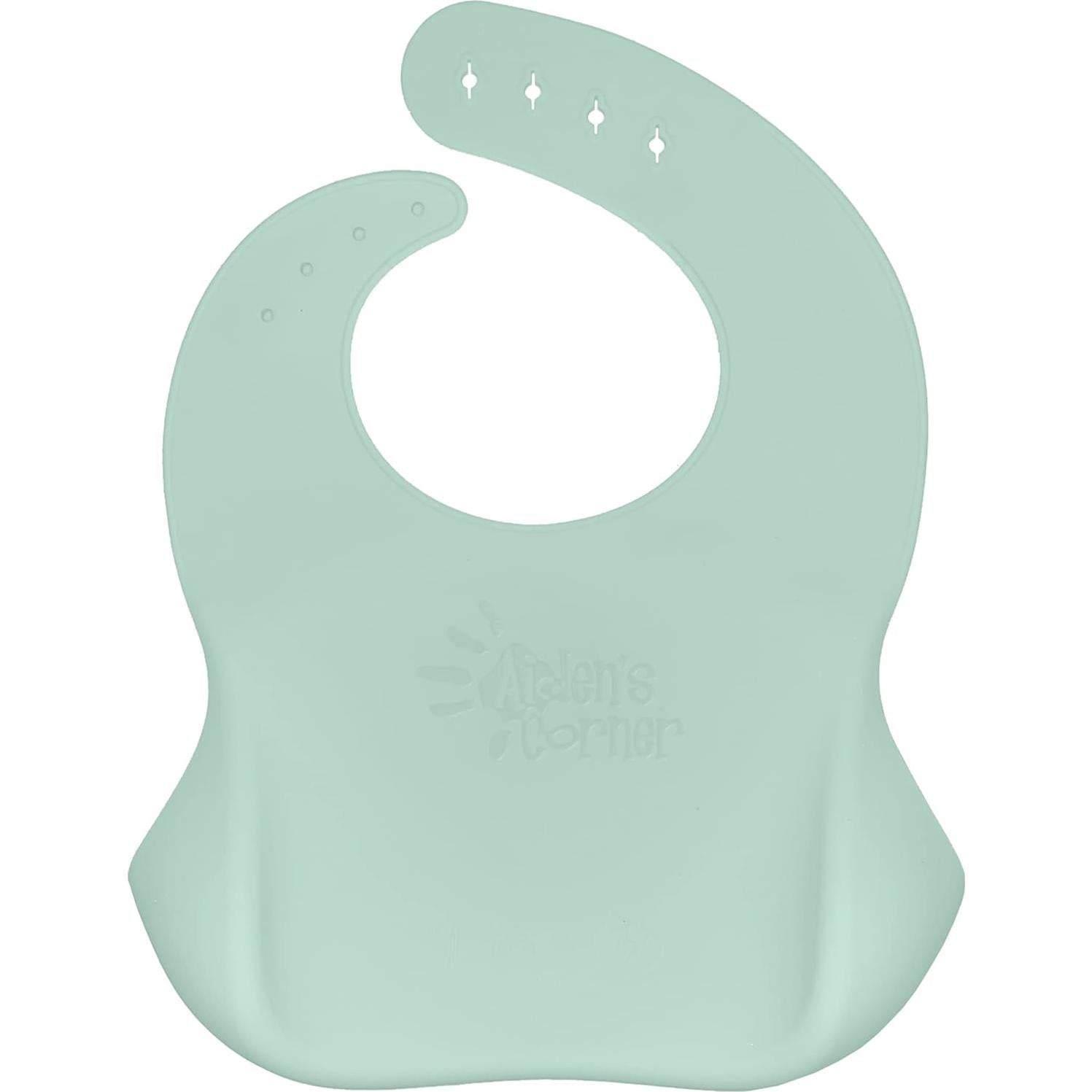 Babero de Silicona Aiden's Corner Verde Ajustable para Bebés