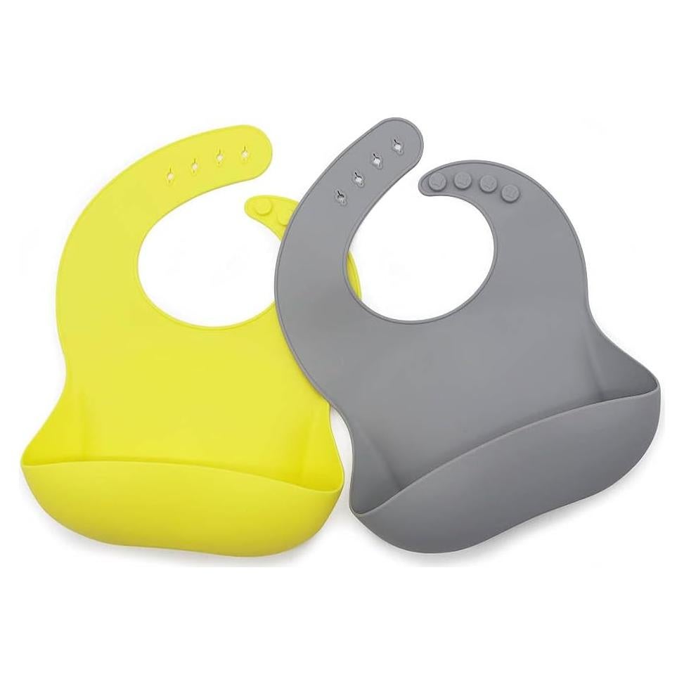 Baberos de silicona The Happy Stork - Set de 2 para bebés 6-36 meses