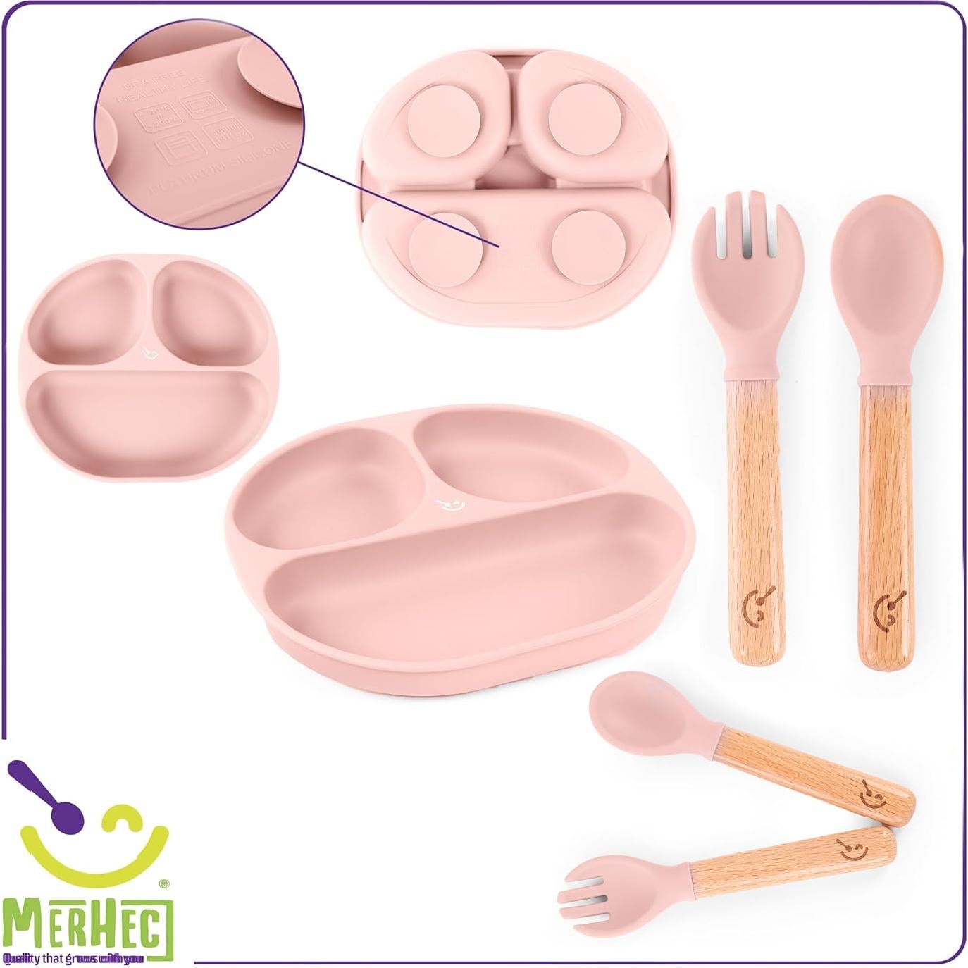 Set de Alimentación para Bebés MH23092023 - Silicona Rosa Oscuro