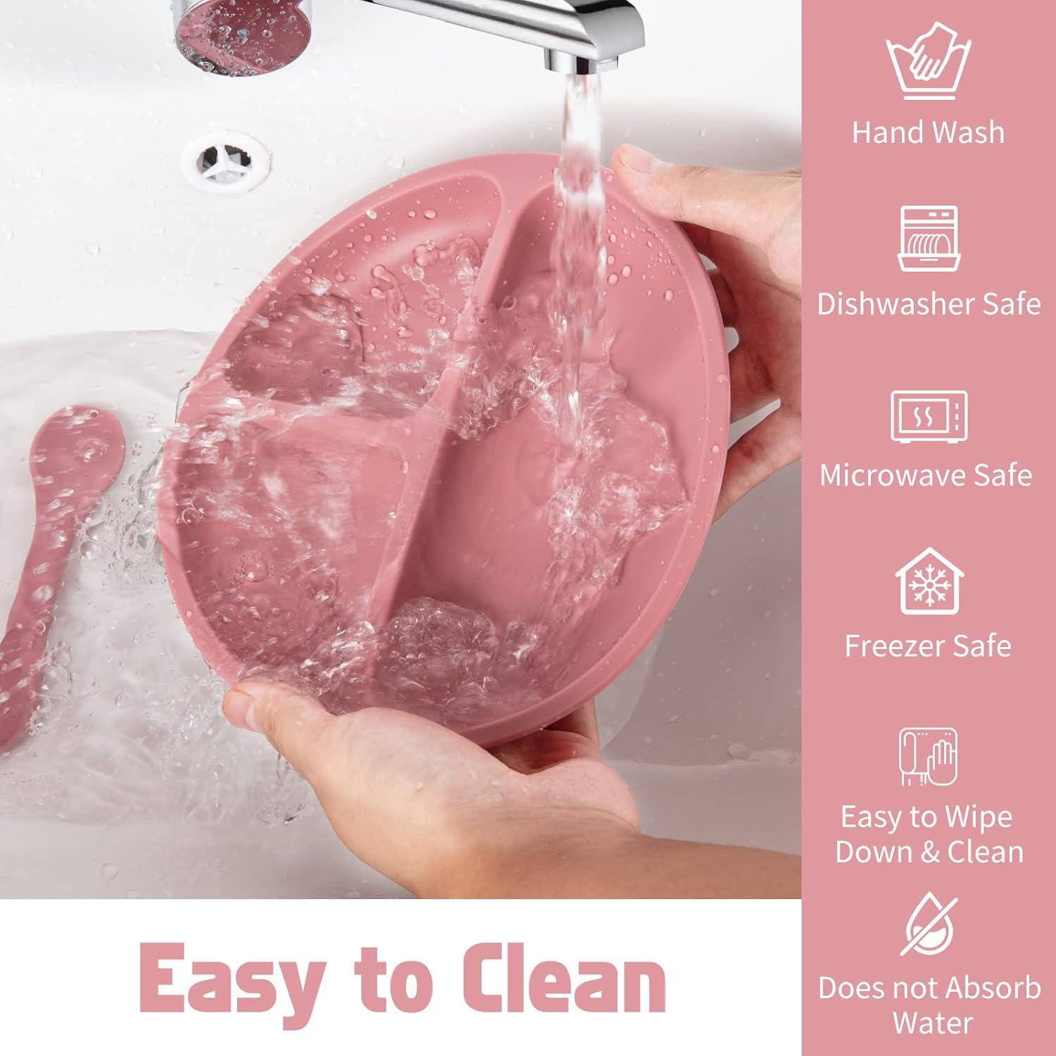 Juego de Alimentación Losecu 6 Piezas Silicona Rosa Antiderrame