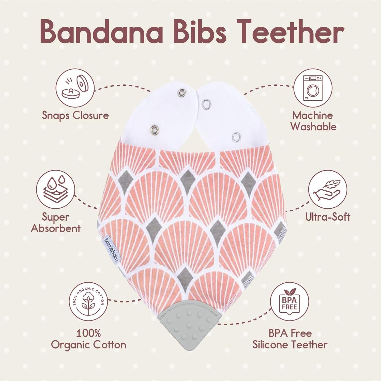 Baberos de Dentición Bazzle Baby 4-Pack Algodón Rosa y Blanco