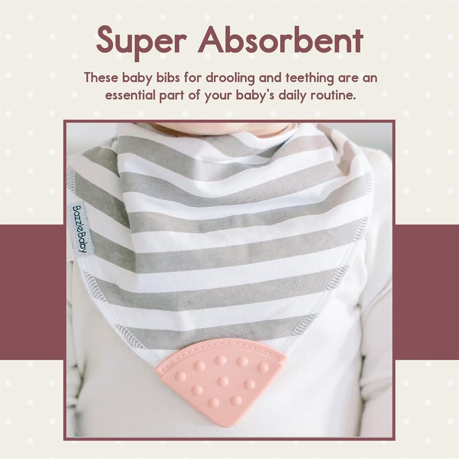 Baberos de Dentición Bazzle Baby 4-Pack Algodón Rosa y Blanco