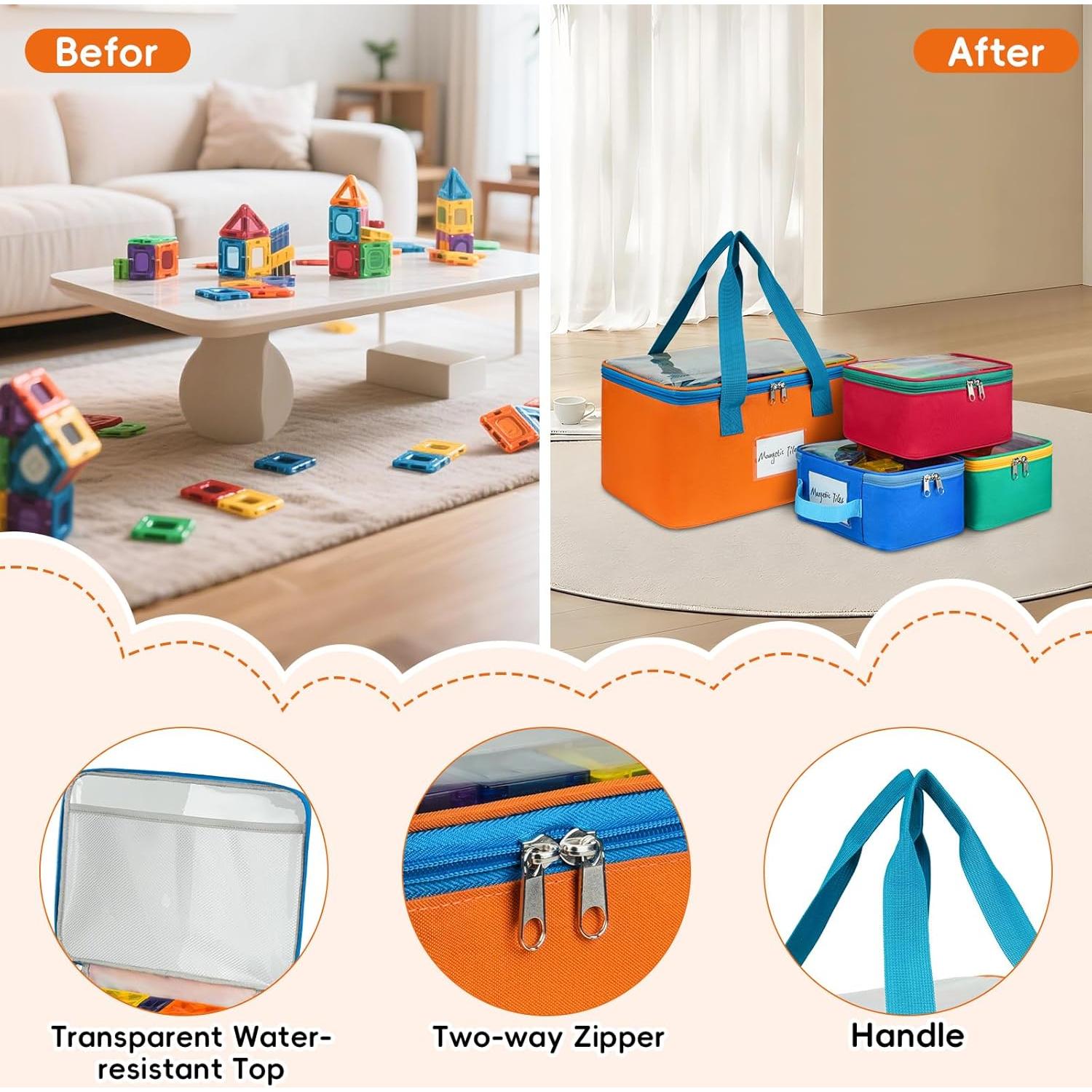 Paquete de 4 Bolsas de Almacenamiento ZIOZERTT para Juguetes