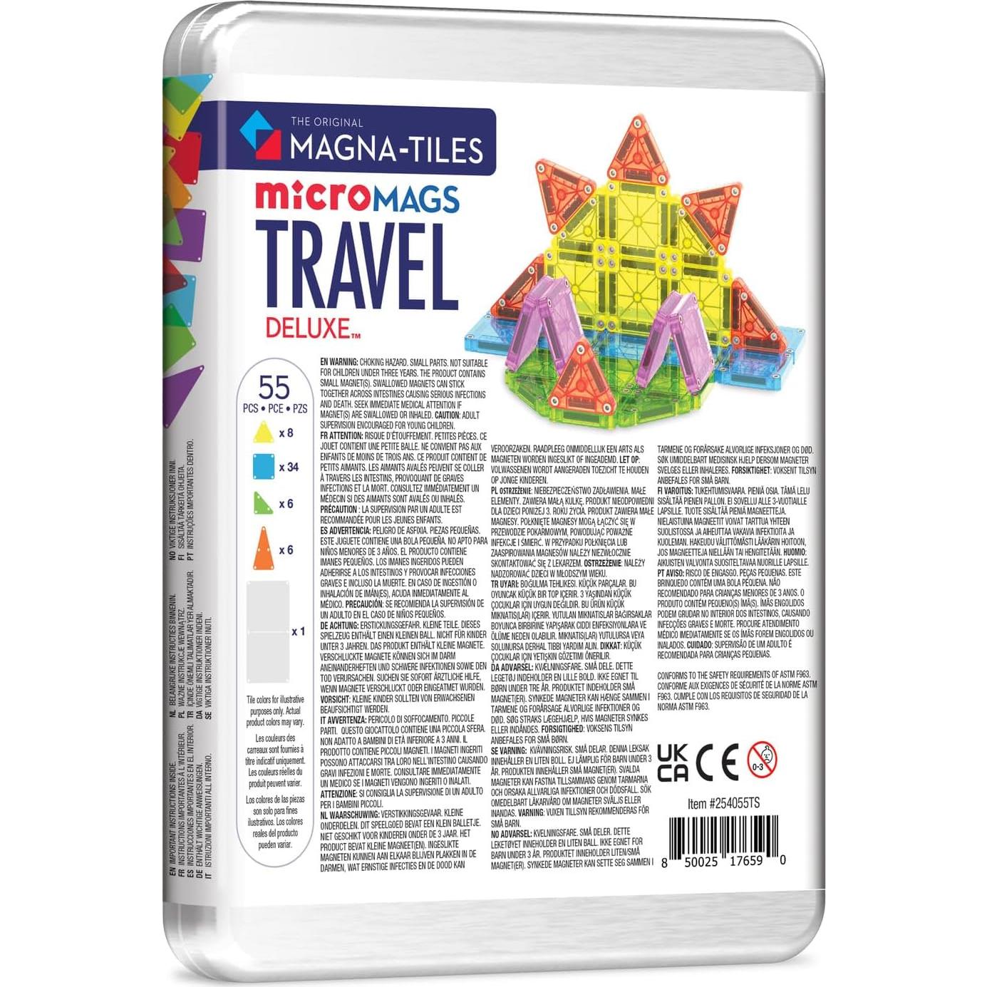 Juego de Viaje Deluxe MAGNA-TILES microMAGS 55 Piezas