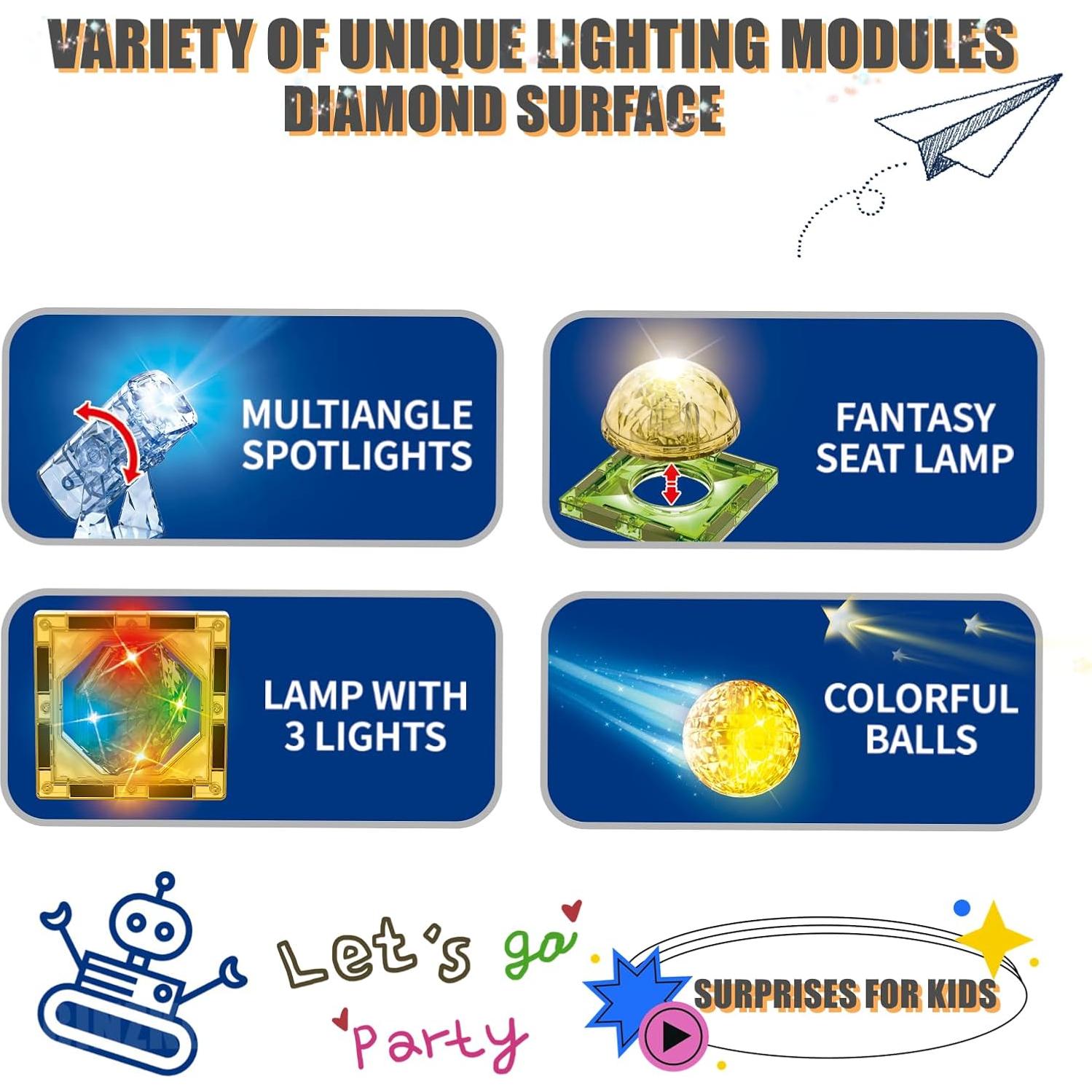 Bloques de Construcción Magnéticos Iluminados BINZKBB 110PCS