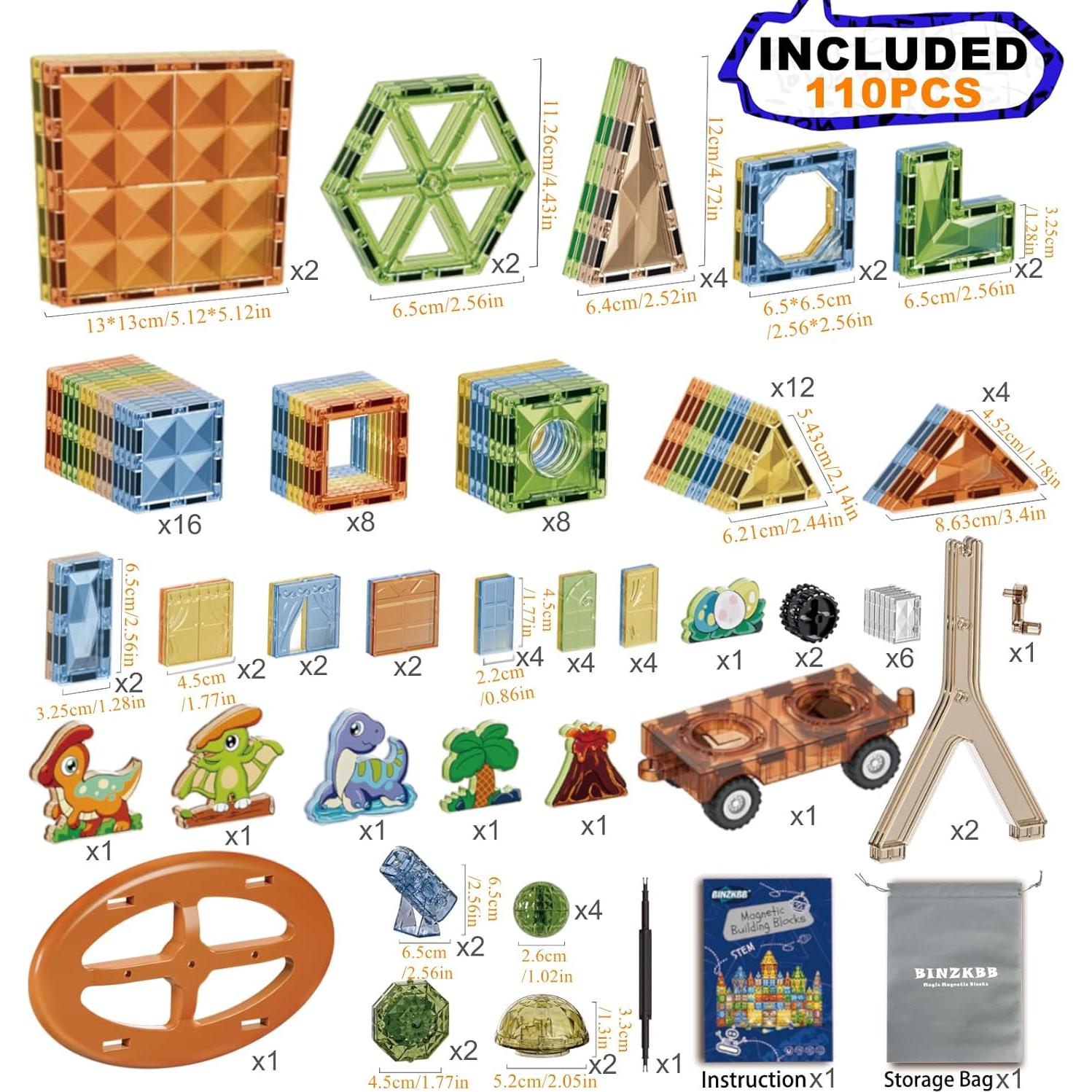 Bloques de Construcción Magnéticos Iluminados BINZKBB 110PCS