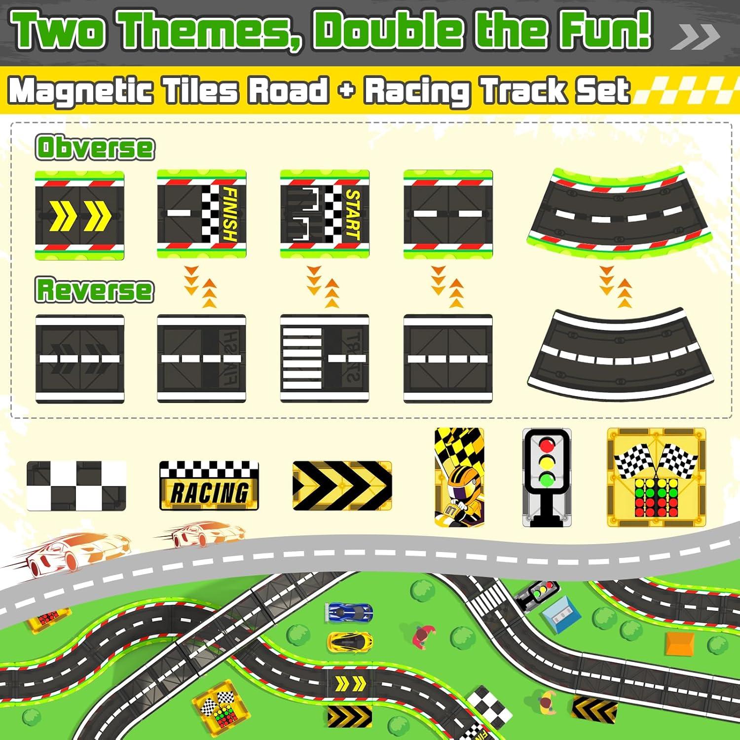 Conjunto de Pista de Carreras Coodoo 24PCS - Azulejos Magnéticos