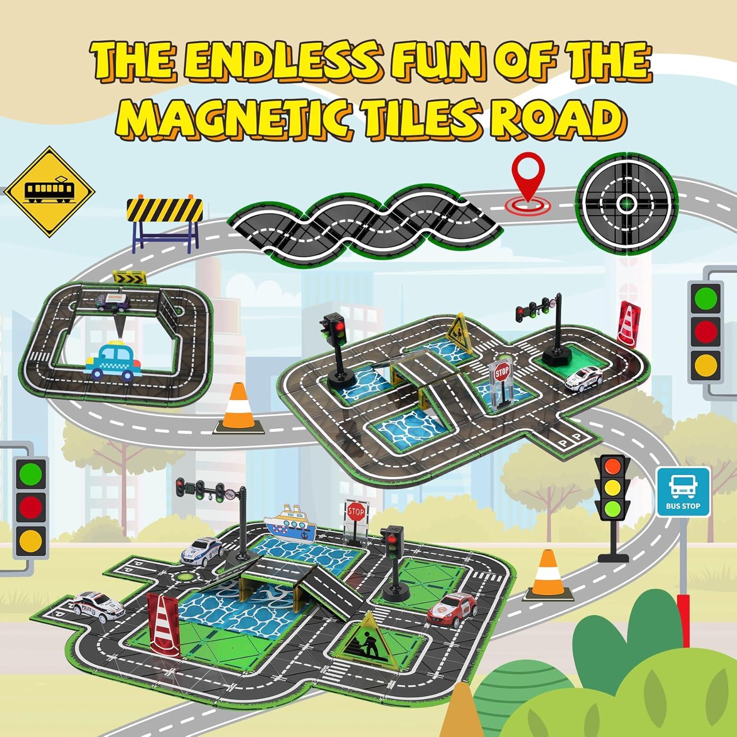 Juego de Piezas Magnéticas de Carretera SKTMYY 48PCS