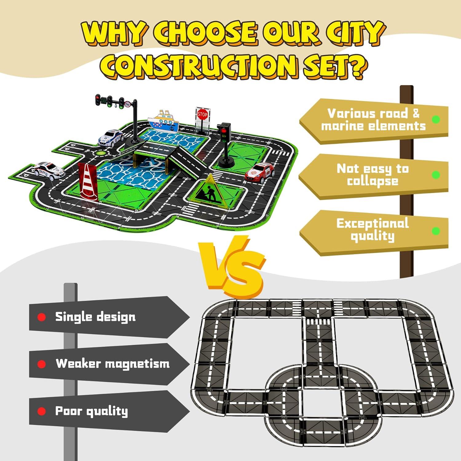 Juego de Piezas Magnéticas de Carretera SKTMYY 48PCS