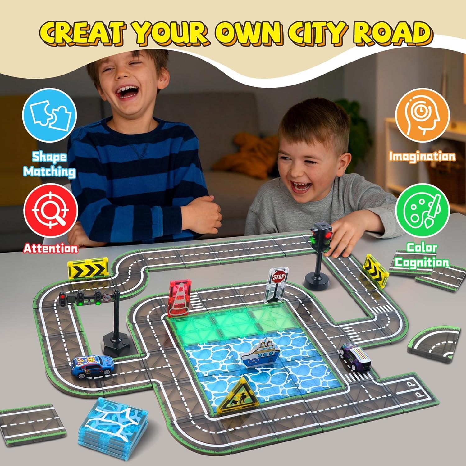 Juego de Piezas Magnéticas de Carretera SKTMYY 48PCS