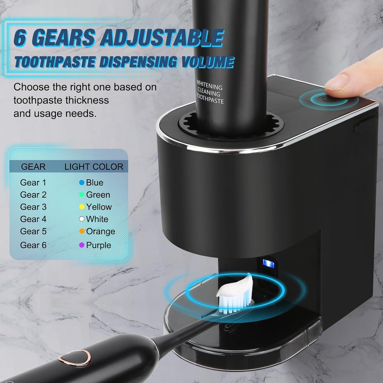 Dispensador Automático de Pasta de Dientes Monstake Negro 6 Niveles
