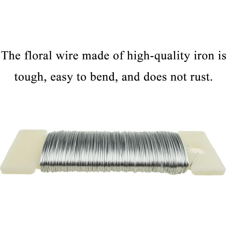 Alambre Floral HAHIYO 26 Gauge Plateado 35 Metros para Manualidades