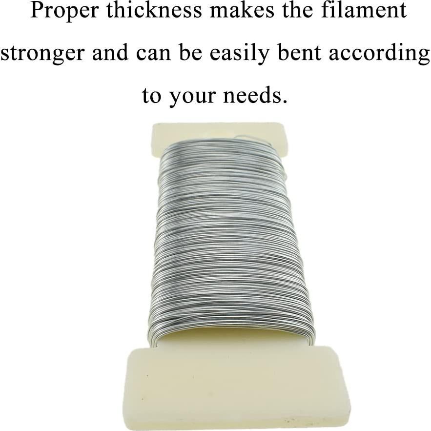 Alambre Floral HAHIYO 26 Gauge Plateado 35 Metros para Manualidades