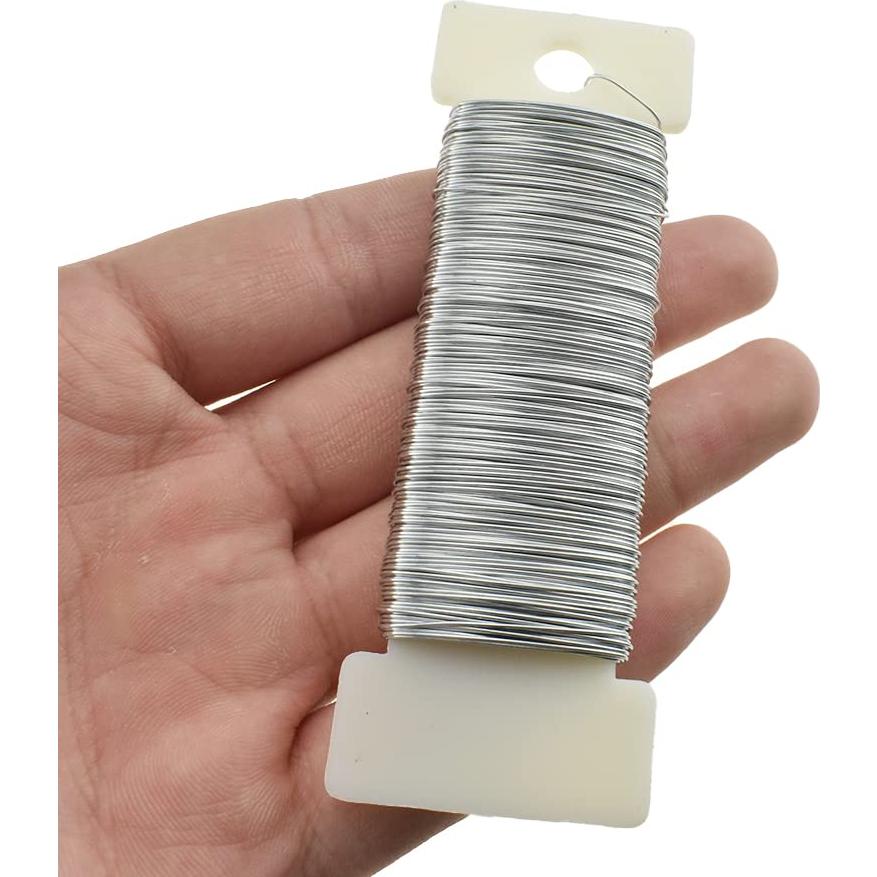 Alambre Floral HAHIYO 26 Gauge Plateado 35 Metros para Manualidades