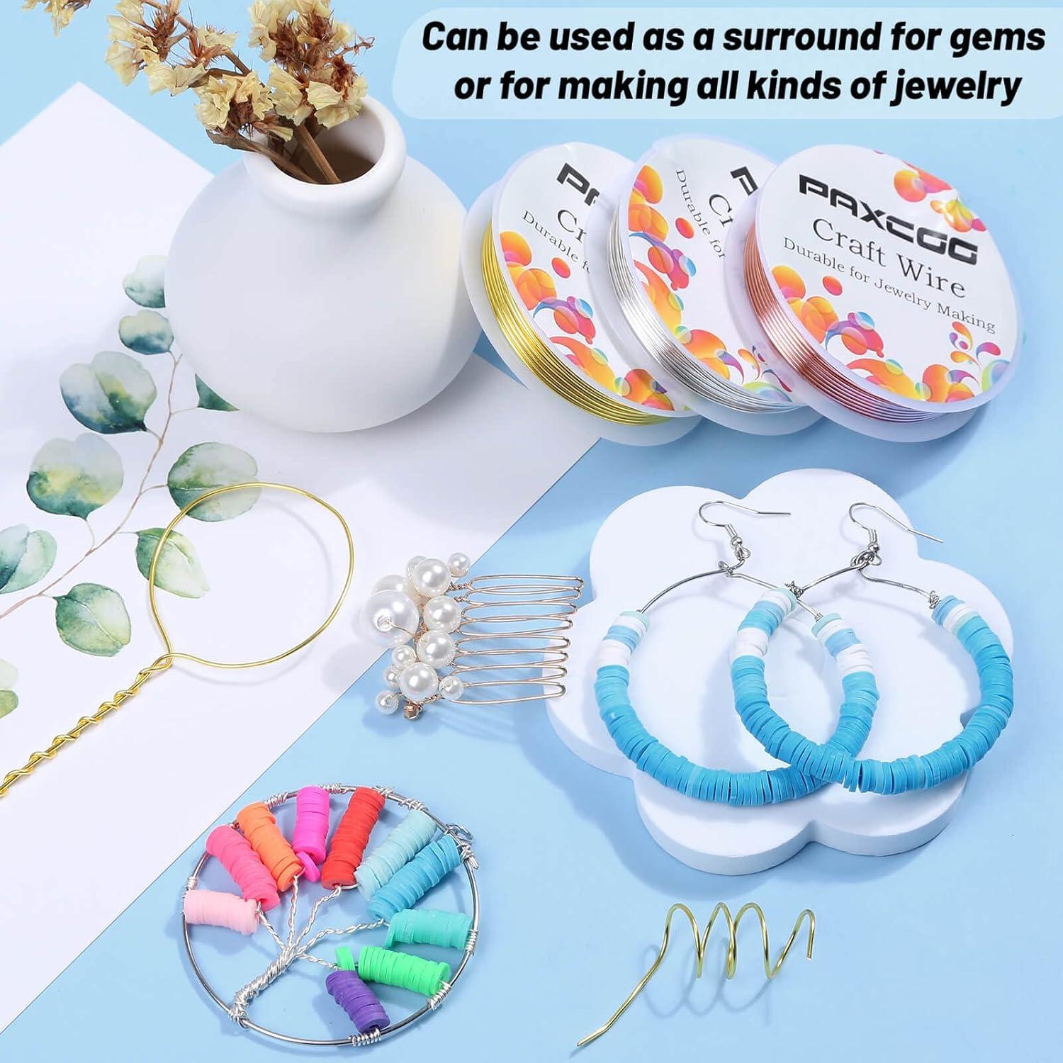 Paxcoo Alambre de Joyería 1 mm 3 Rollos Oro Plata Cobre