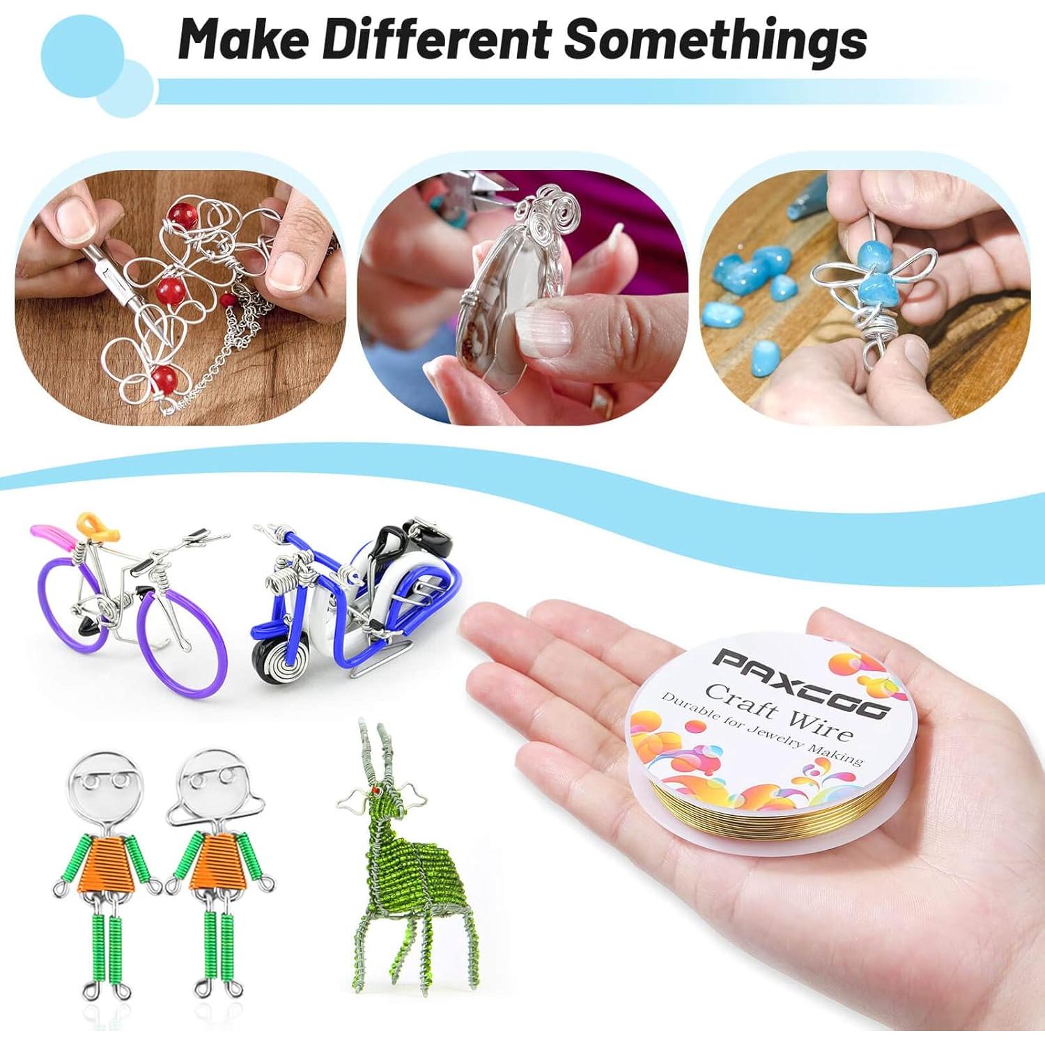 Paxcoo Alambre de Joyería 1 mm 3 Rollos Oro Plata Cobre