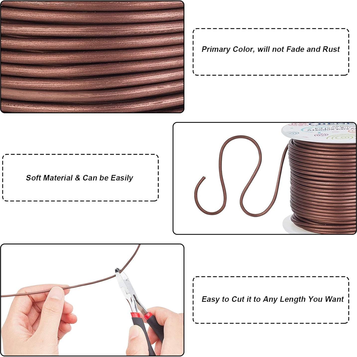 Alambre de Manualidades BENECREAT 12 Gauge Marrón 30m