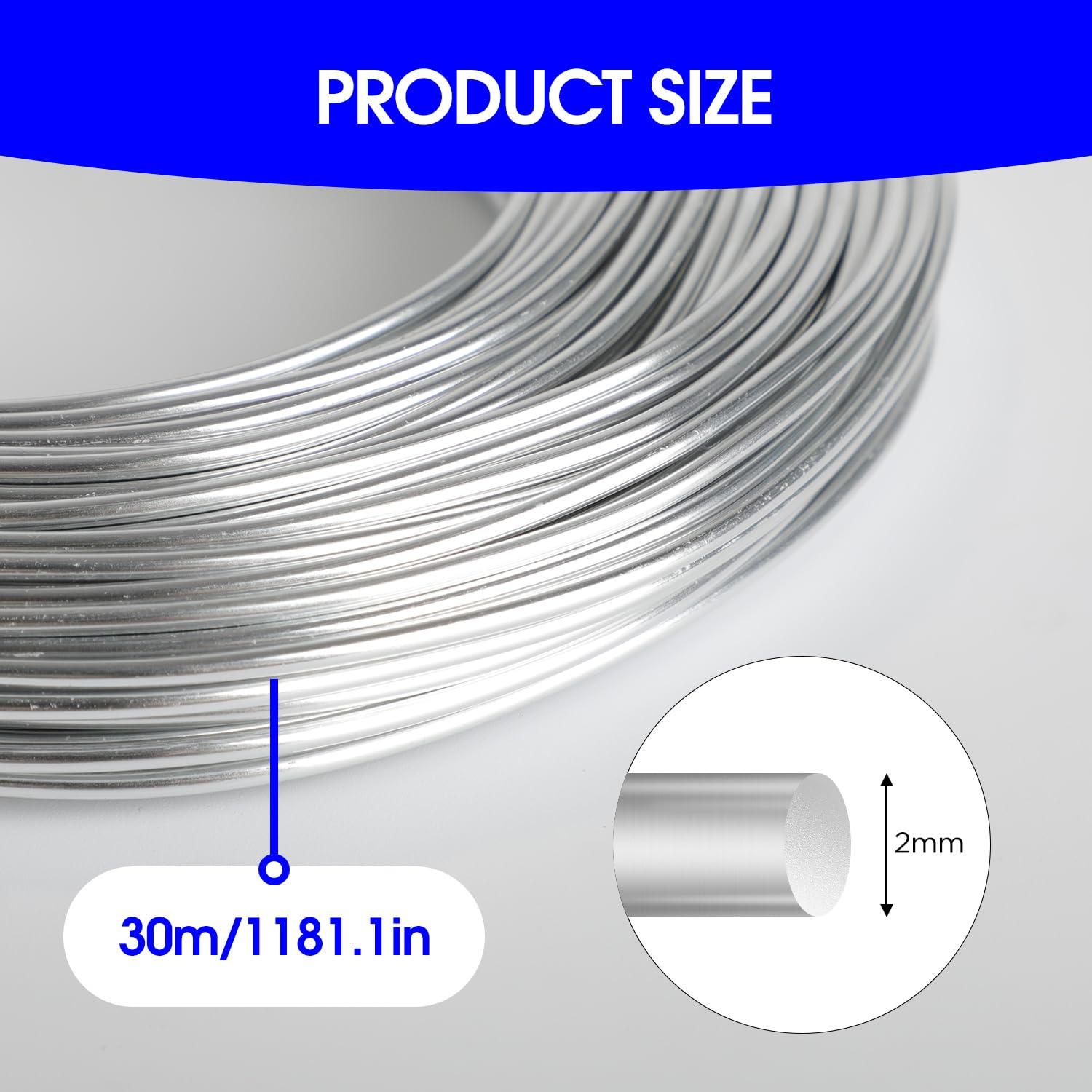 Alambre de Aluminio 30m 2mm Plata Motroce para Manualidades