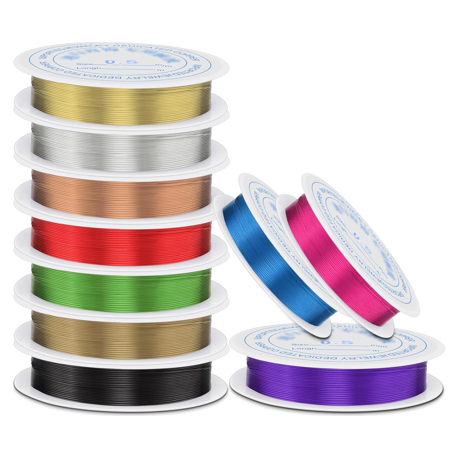 Alambre de Joyería CooBigo 0.5 mm 10 Rollos 6.5 m Colores Surtidos