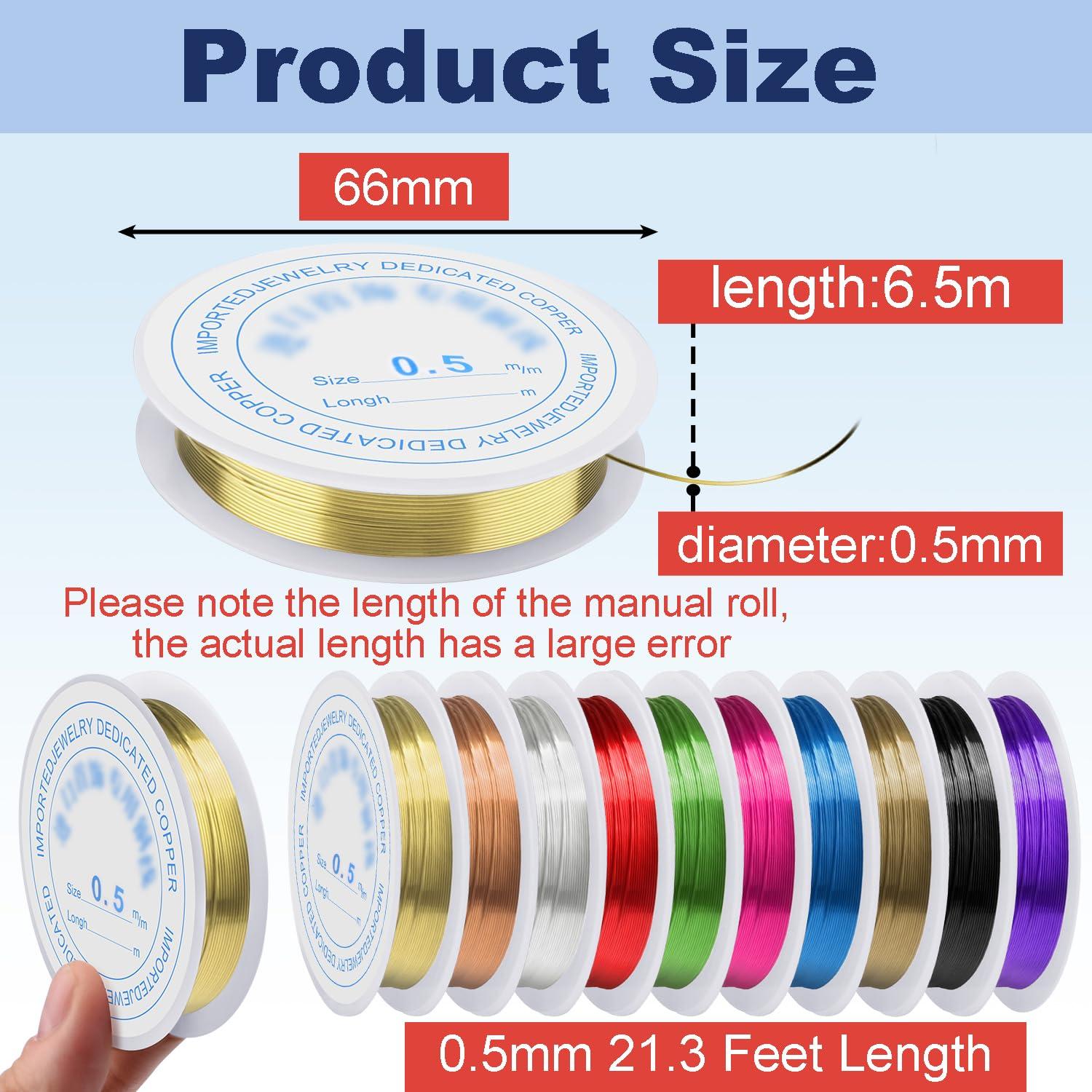 Alambre de Joyería CooBigo 0.5 mm 10 Rollos 6.5 m Colores Surtidos