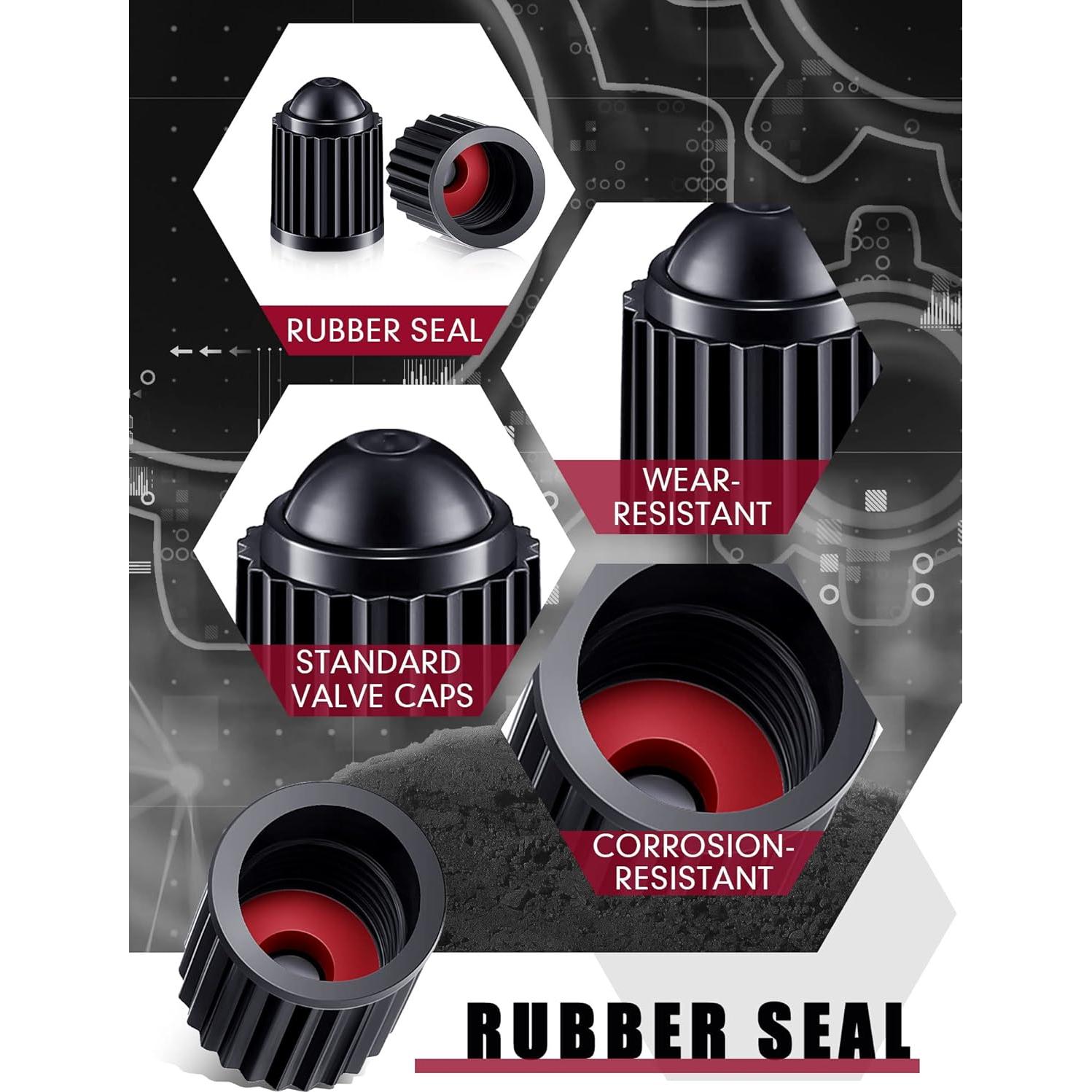 Tapa de Válvula Nuanchu 500 Piezas Neumático Plástico Negro