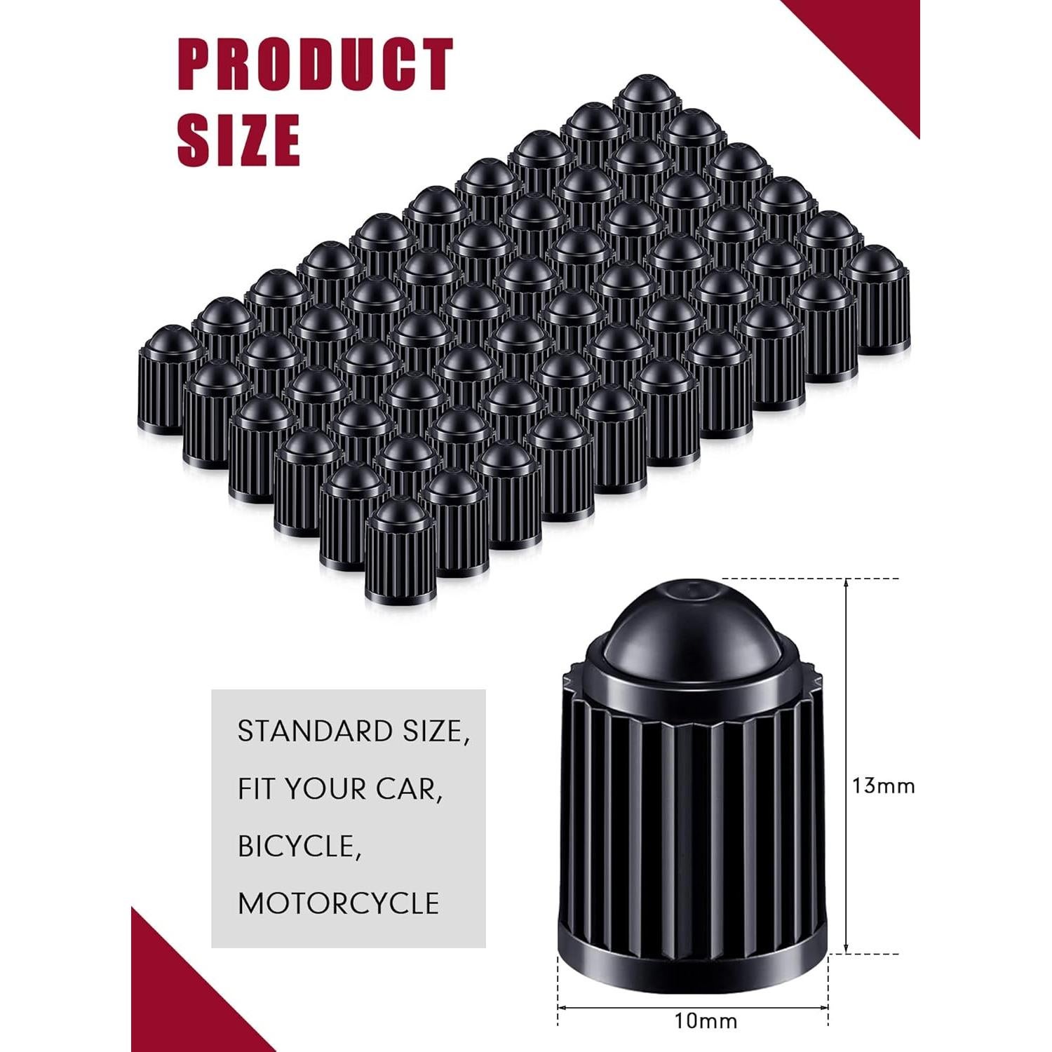 Tapa de Válvula Nuanchu 500 Piezas Neumático Plástico Negro