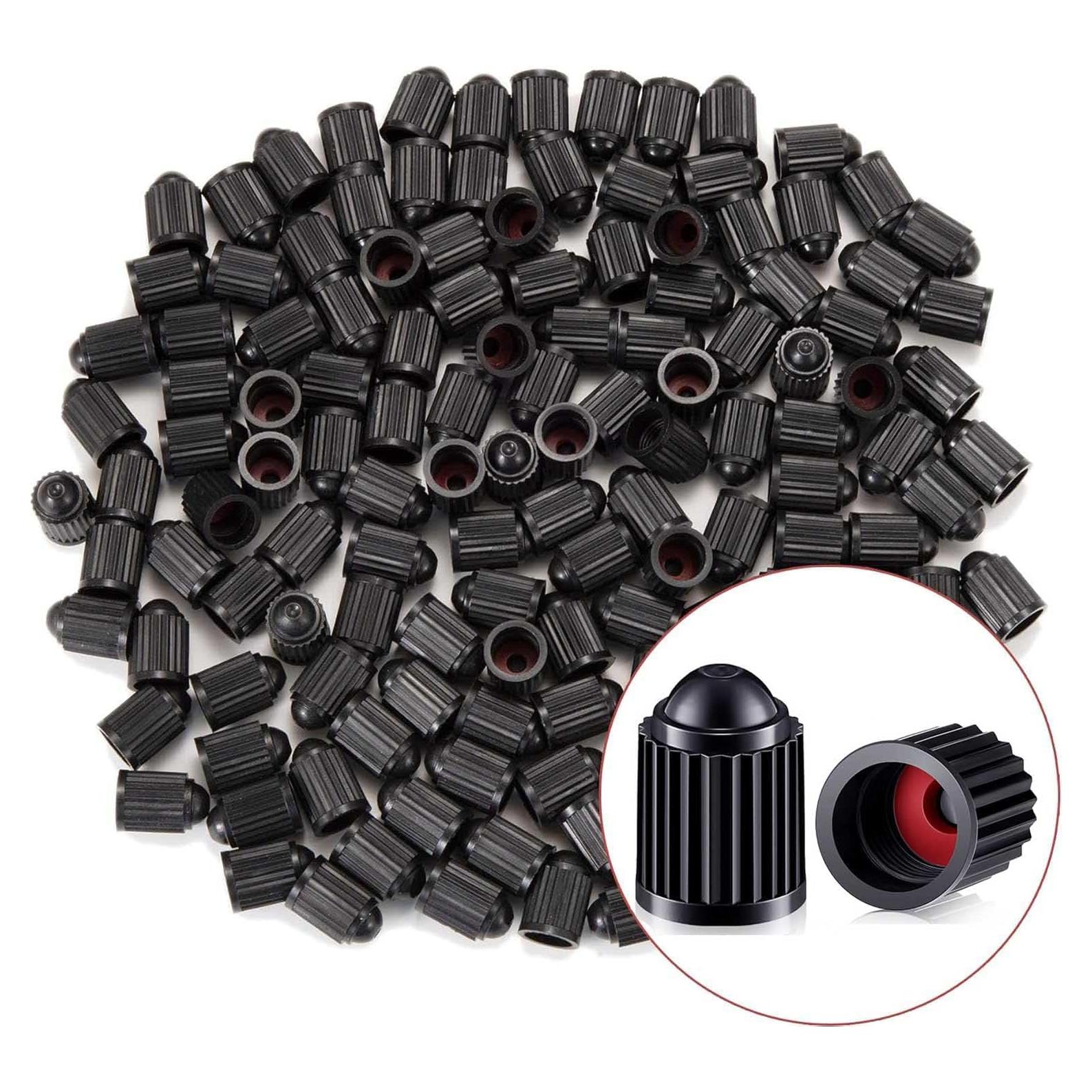 Tapones de Válvula de Neumático KURAMI 200 Pcs Negro