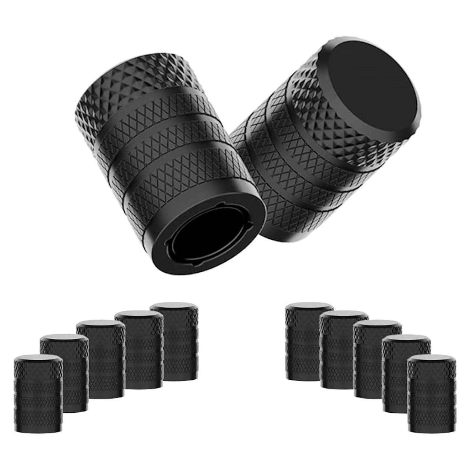 CKAuto Tapones de Válvula de Neumático Aluminio Negro 10 pcs