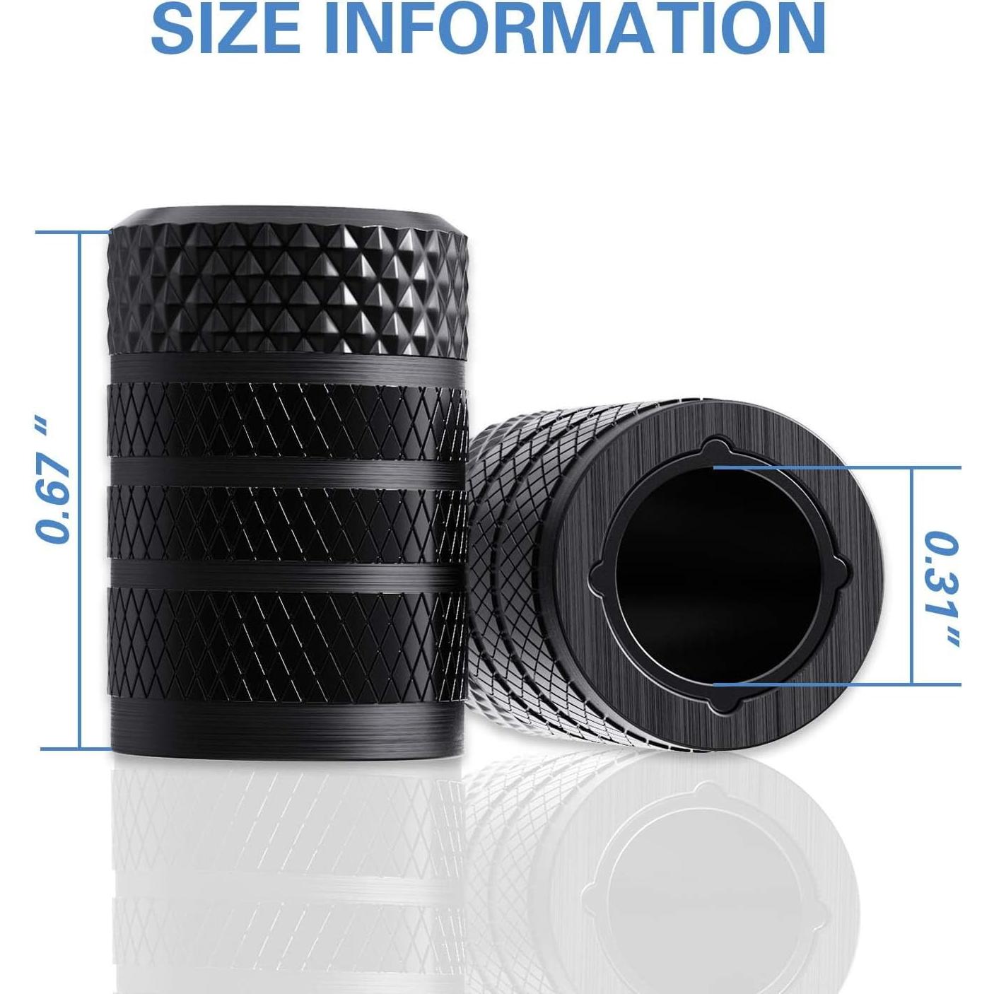 CKAuto Tapones de Válvula de Neumático Aluminio Negro 10 pcs