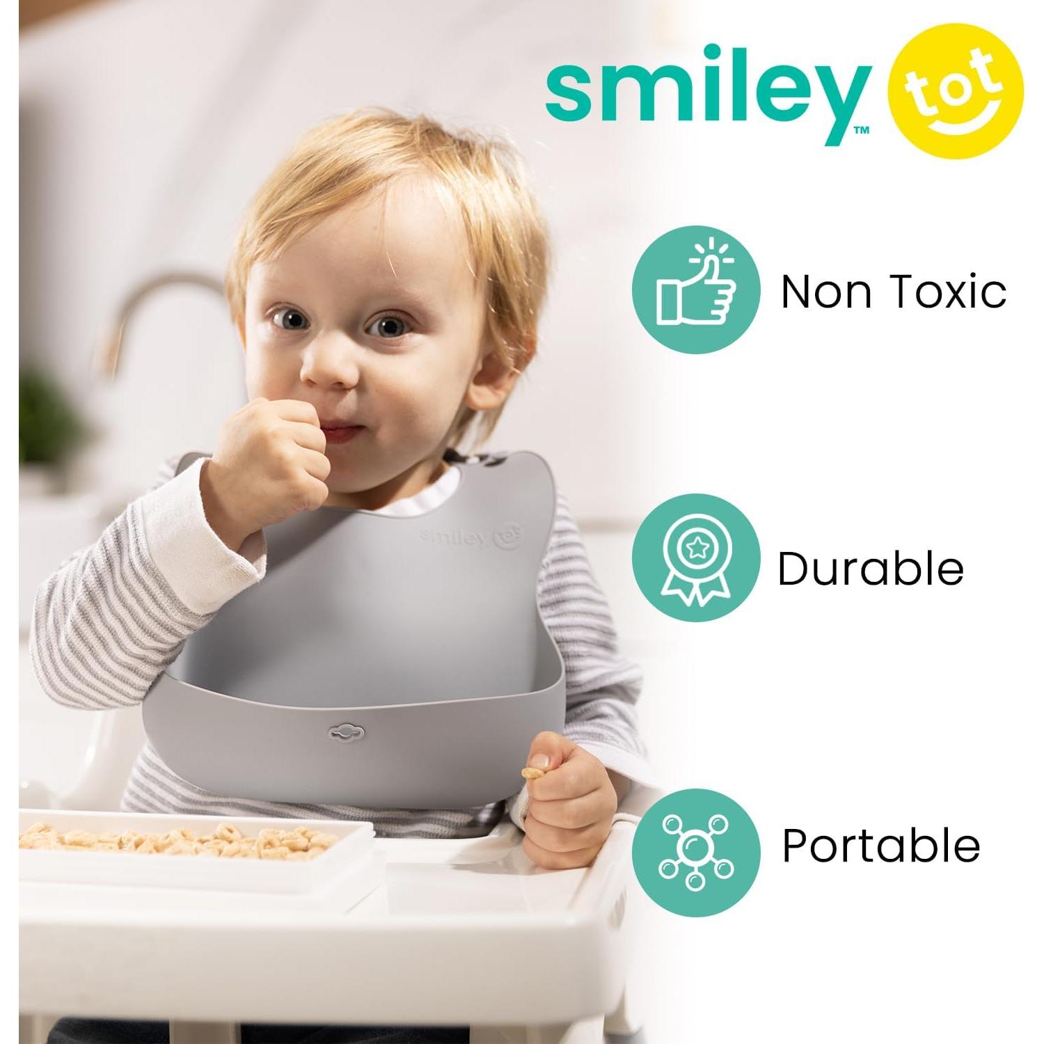 Babero de Silicona SmileyTot Rosa | Impermeable y Ajustable