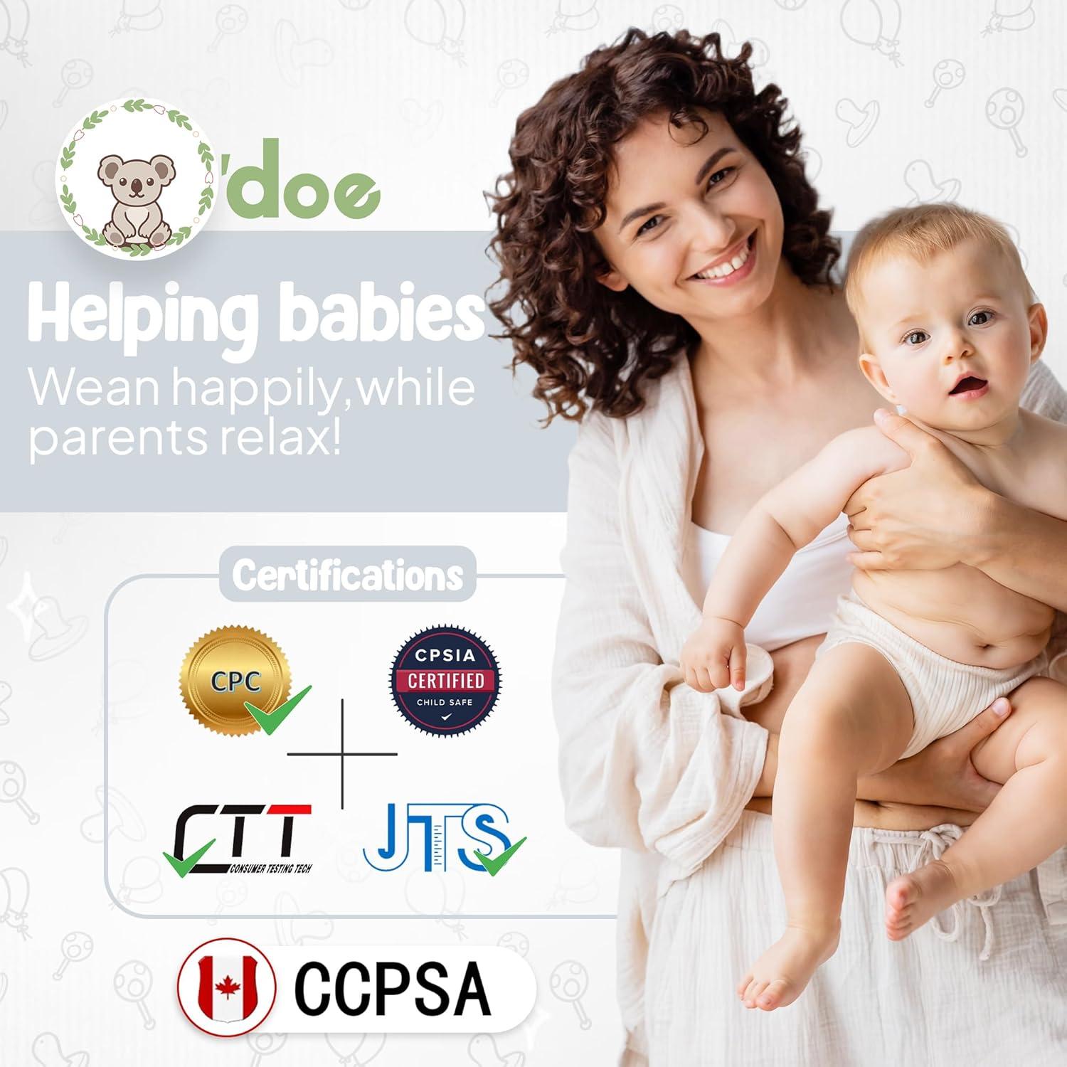 Set de Alimentación para Bebés O'doe 17 Piezas Libre BPA Gris