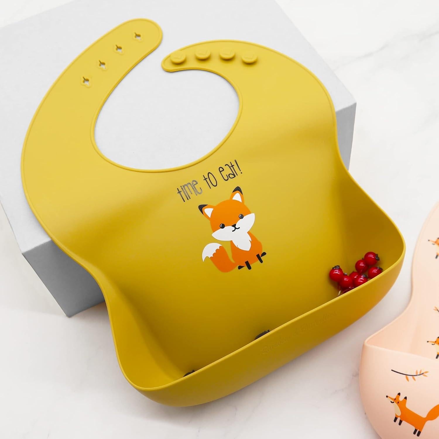 Conjunto de 2 Baberos de Silicona Arcoíris y Mariposas - Libre de BPA