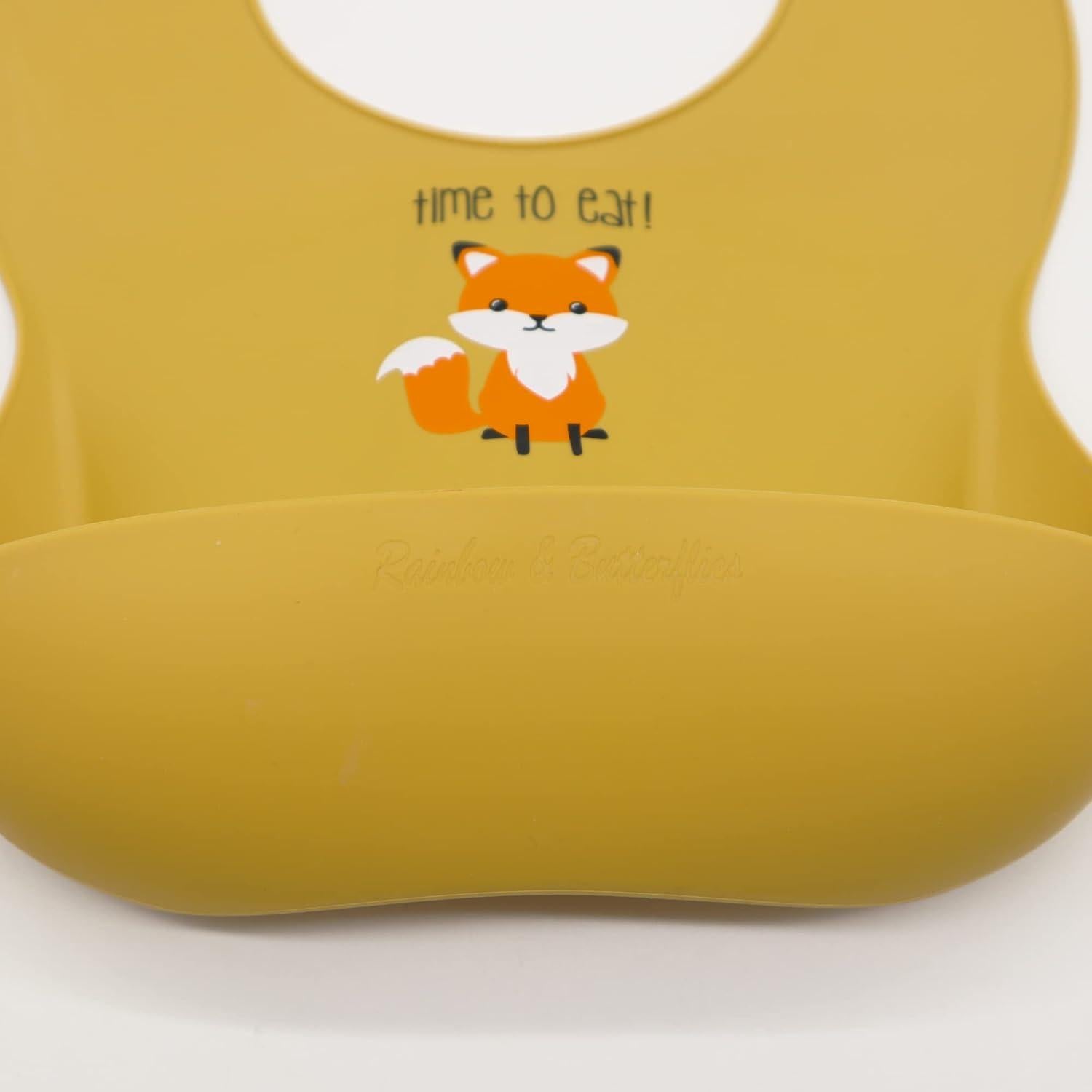 Conjunto de 2 Baberos de Silicona Arcoíris y Mariposas - Libre de BPA