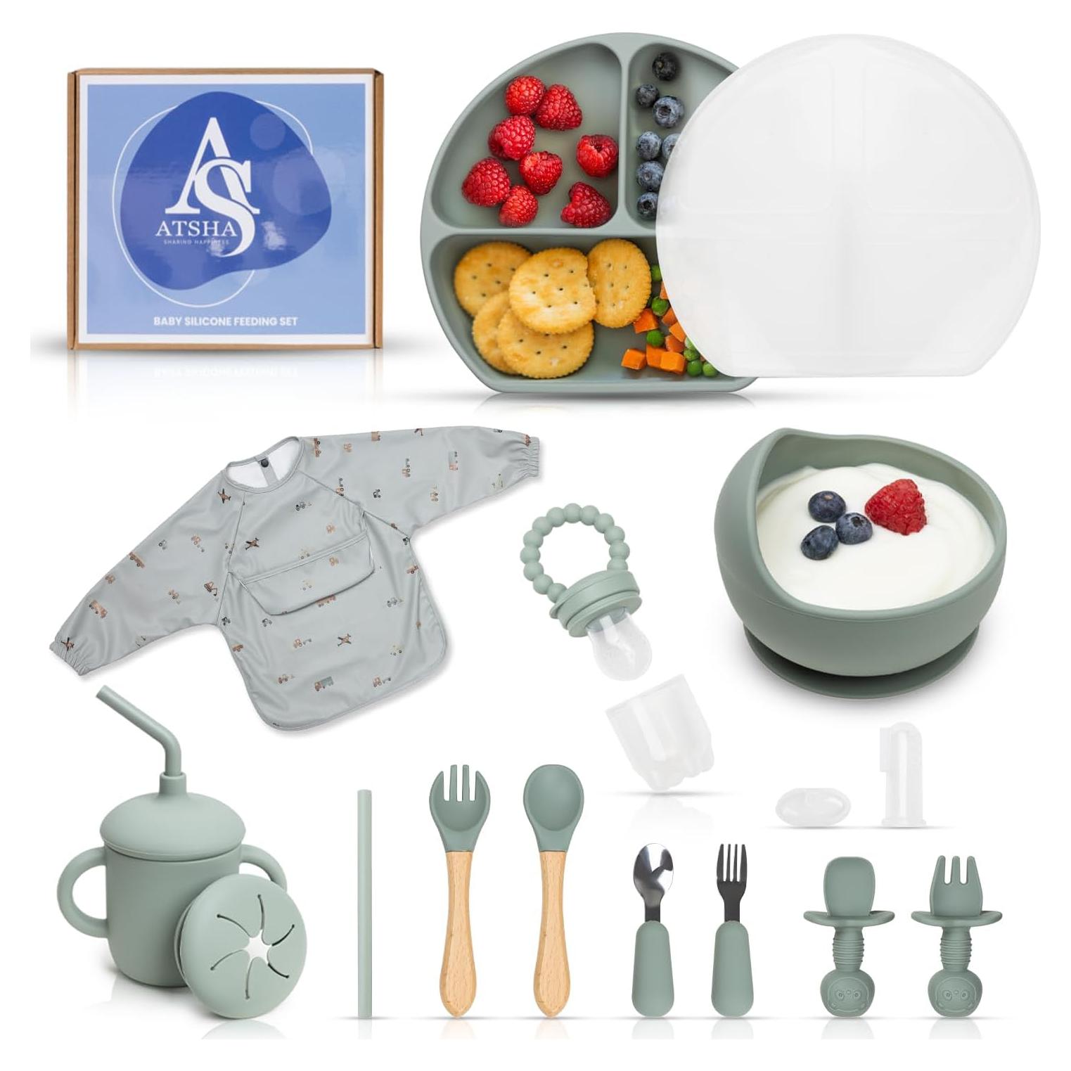 Juego de Alimentación de Silicona ATSHA - 19 Piezas para Bebés