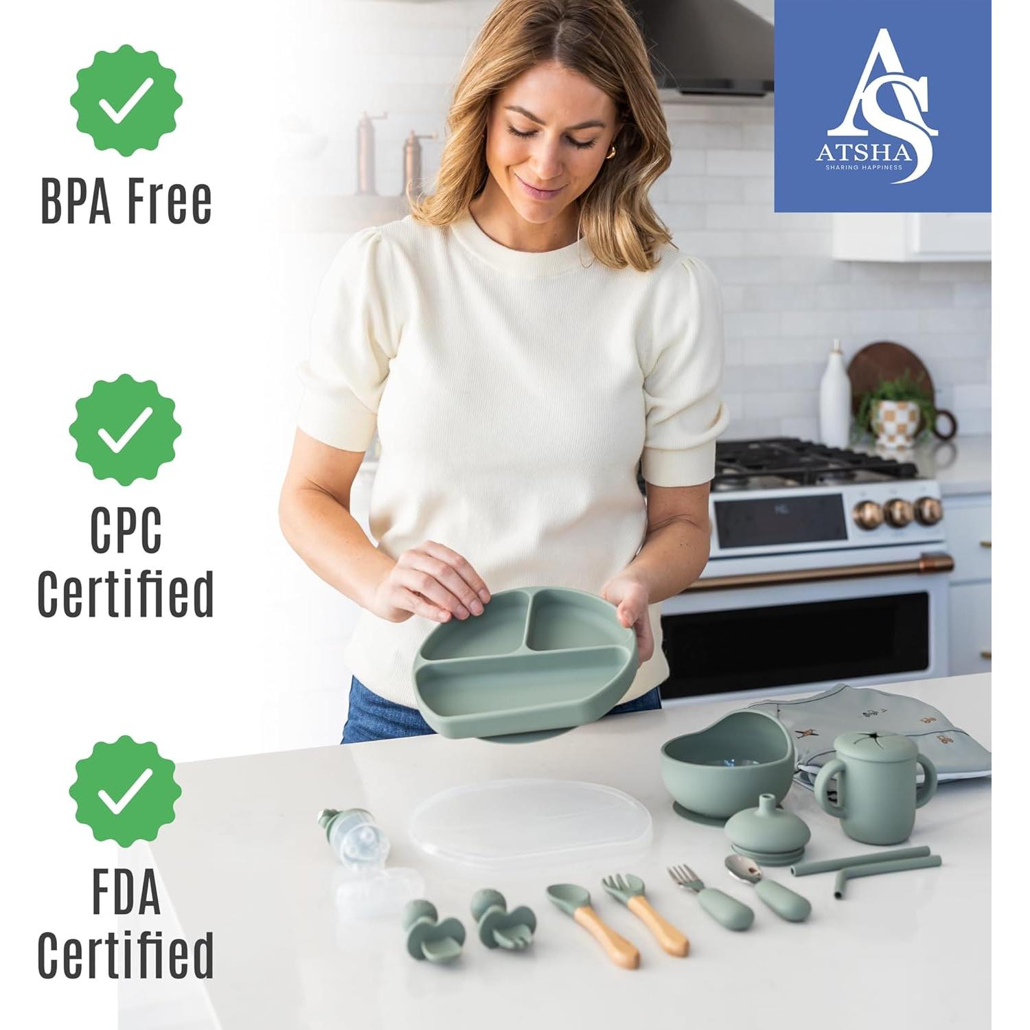 Juego de Alimentación de Silicona ATSHA - 19 Piezas para Bebés