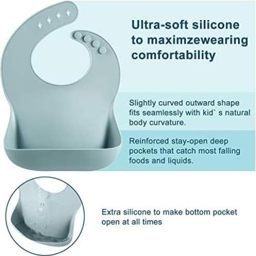 Conjunto de 6 Baberos de Silicona PandaEar para Bebés