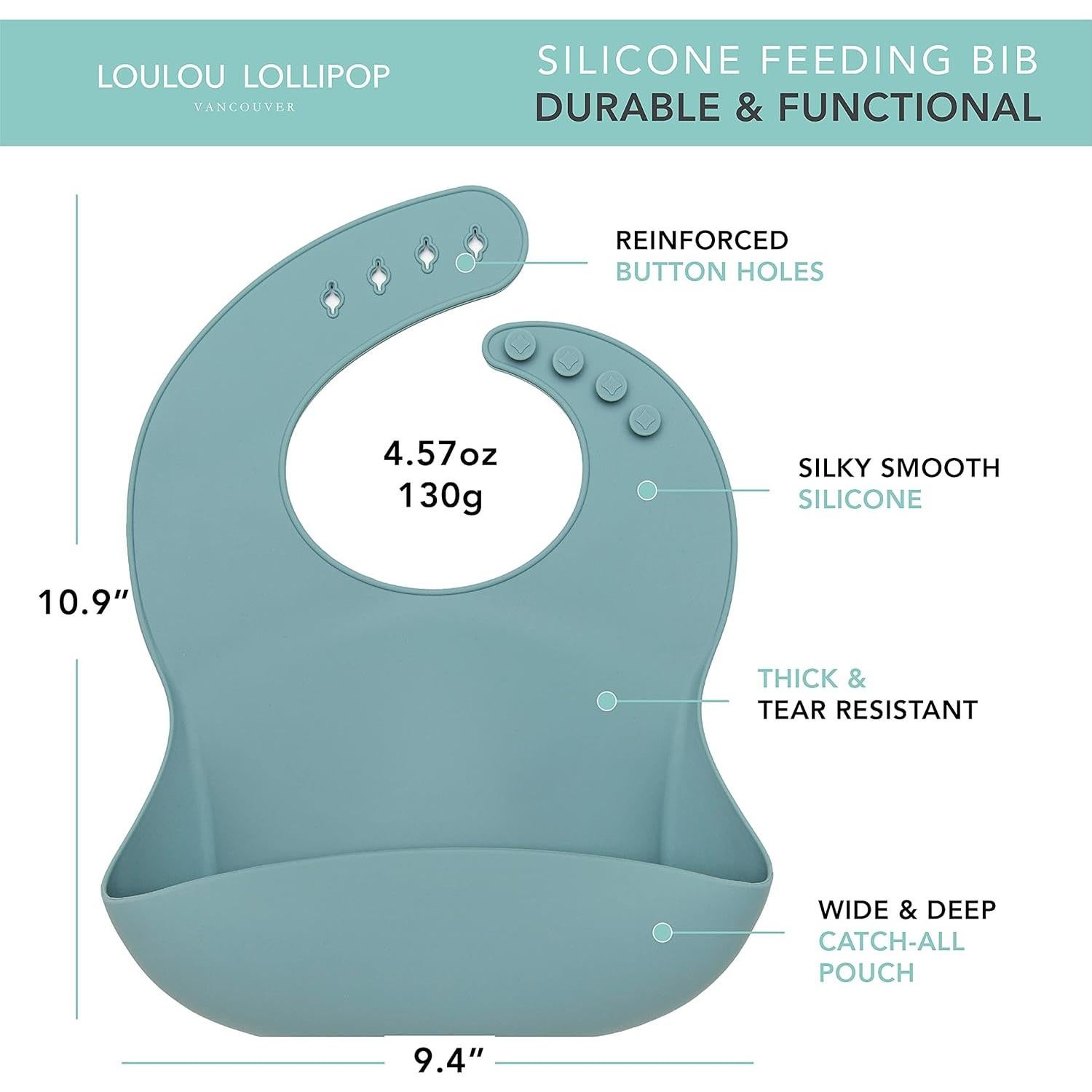 Babero de Silicona Loulou Lollipop Pizarra 23.1x23.9cm